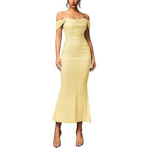 Amanda Royal Womens  Off-The-Shoulder Midi Dress